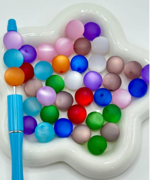 Vivid Cat Eye Style Frosted Matte Stoving Baking Varnish Lacquered Painted Coated Round Acrylic Beads 200p, 16mm