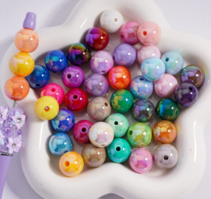 Round Acrylic Beads UV Coating Shiny in Solid Color 200p, 16mm