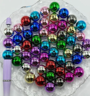 Acrylic Beads in Glossy Metallic Colors 200p. 16mm