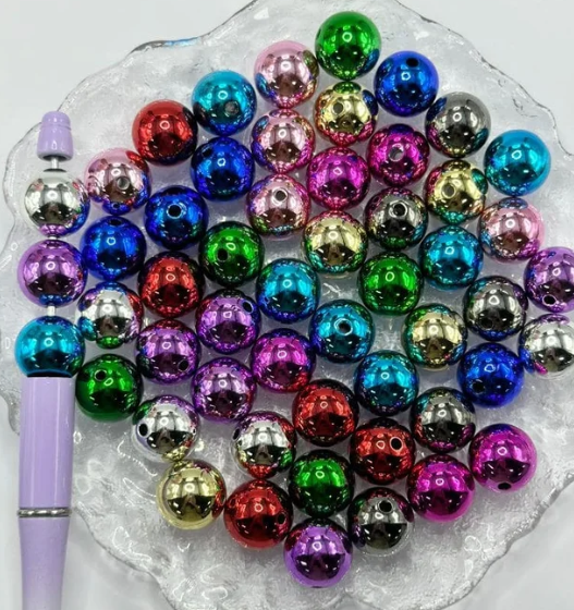 Acrylic Beads in Glossy Metallic Colors 200p. 16mm