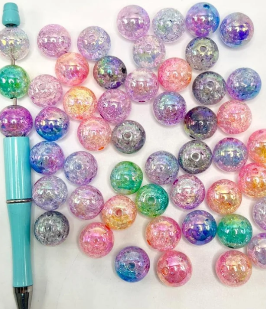 Crackle Ombre Color Acrylic Beads, 16mm, Random Mix Color 200p 16mm