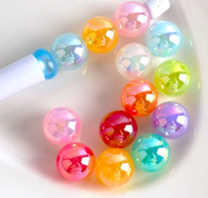 UV Coating Shiny Glossy Colorful Round Acrylic Beads 200p, 16mm